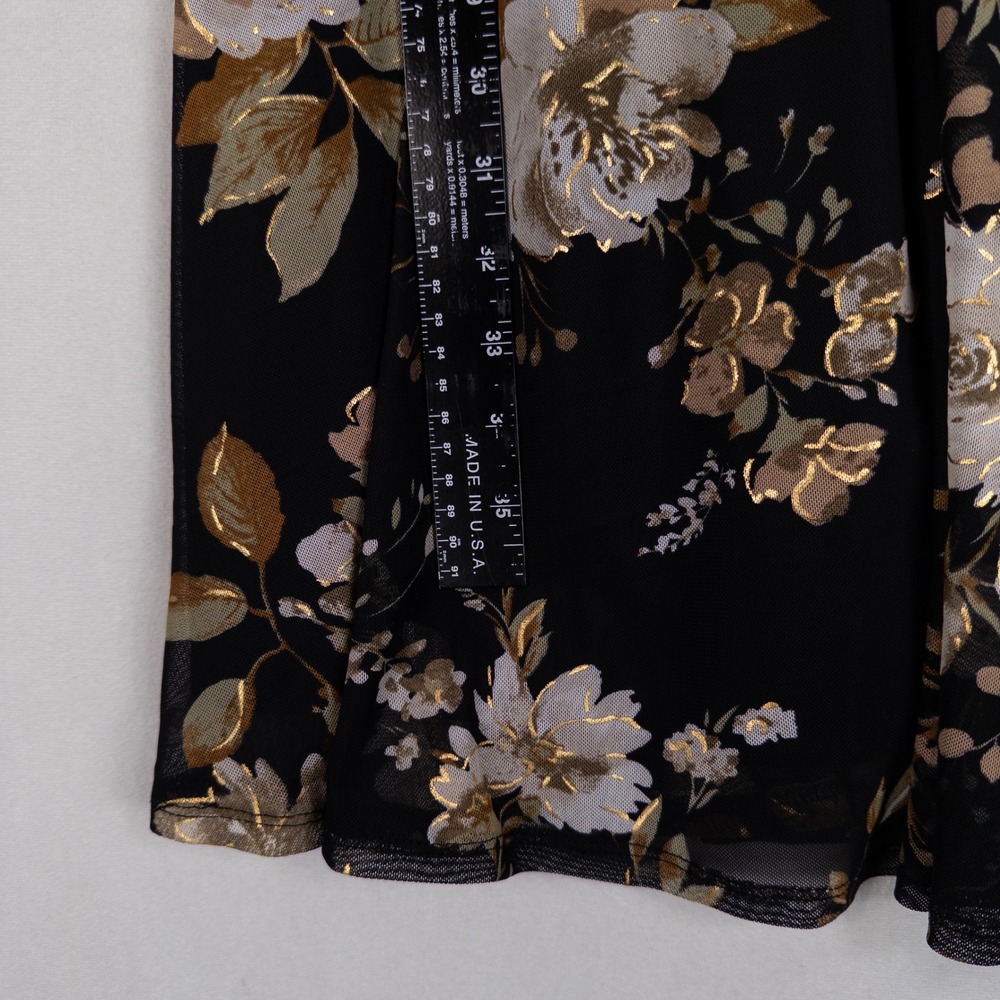 Rabbit Rabbit Rabbit Designs Dress 4 Black Taupe Metallic Floral Mesh Feminine - Picture 6 of 9